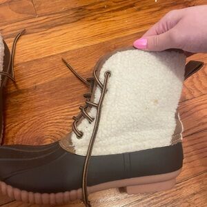 Women's Brown and Cream Winter Boots